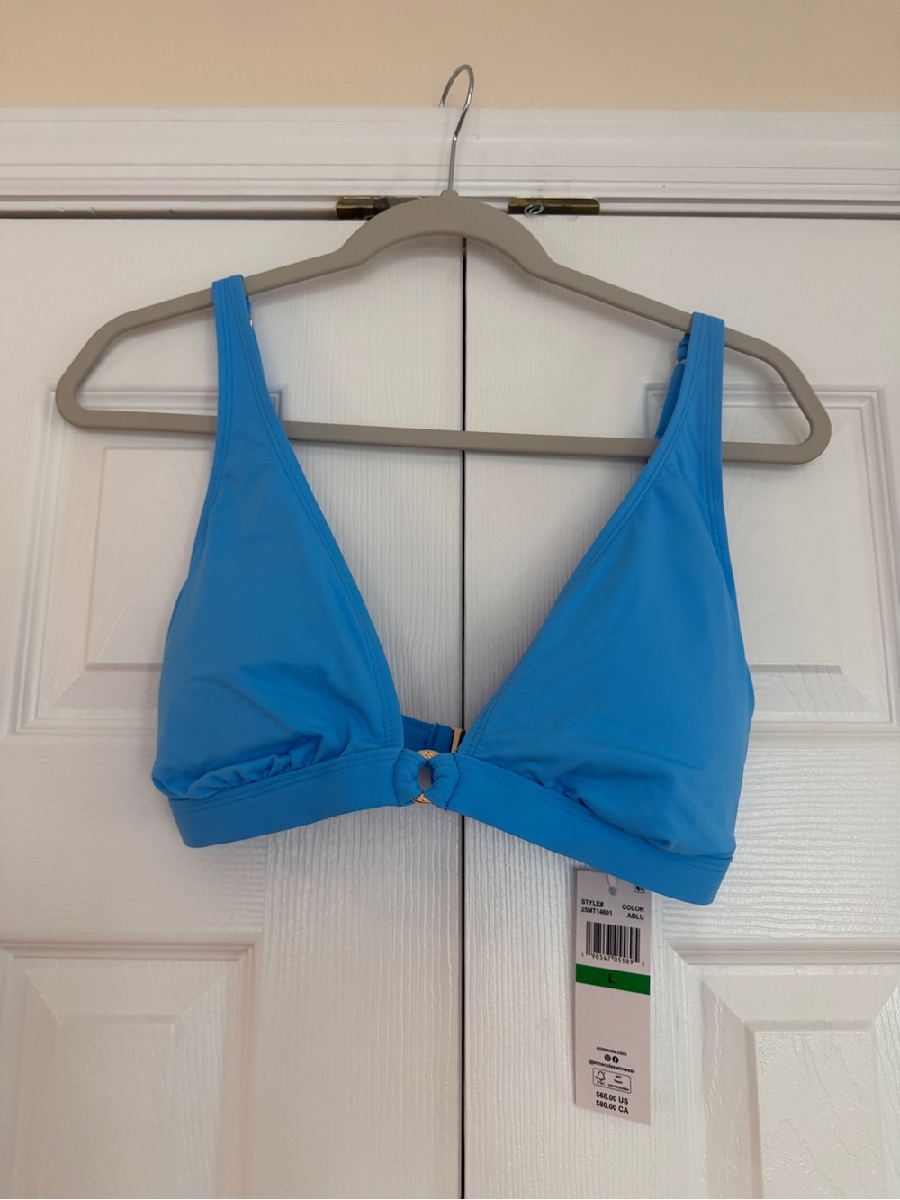 Anne Cole Bright Blue Knot-Front Bandeau Swim Top Turquoise NWT